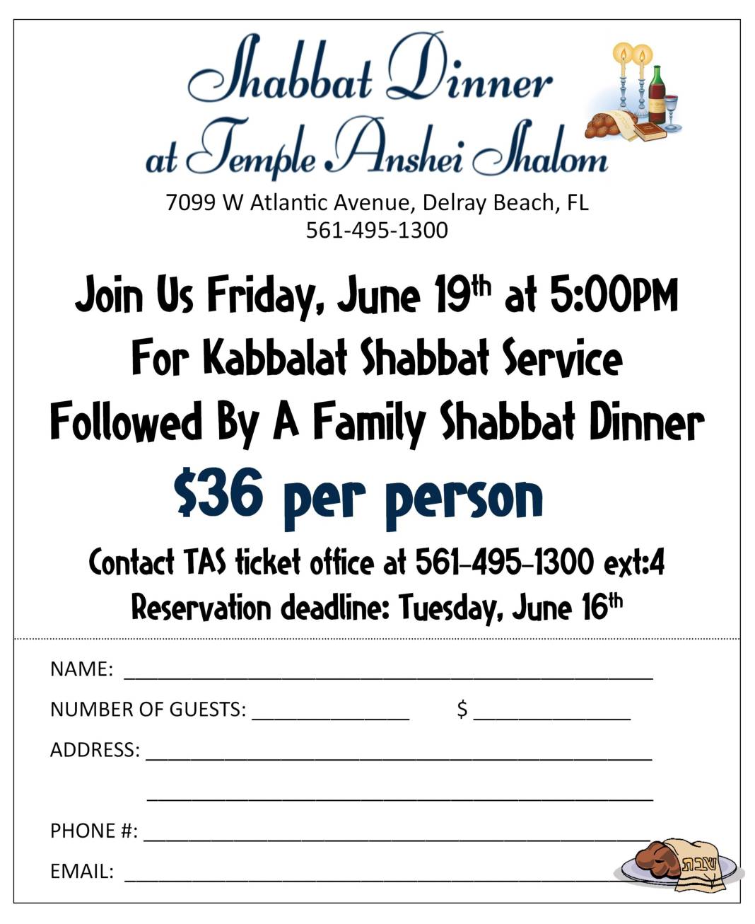 Shabbat Dinner June 19